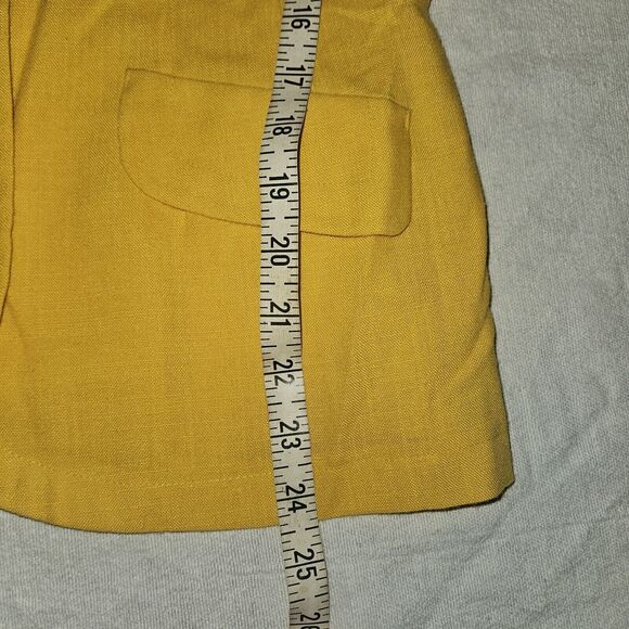 Vintage Short Sleeve Button Up Blazer Yellow Big Buttons Size 12 Petite Retro - Picture 10 of 10